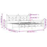Metal Bed Frame without Mattress with Footboard Black 183x213cm 374362