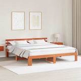 Bed Frame with Headboard Wax Brown 180 x 200 cm Solid Pine Wood 872601