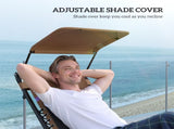 Zero Gravity Lounger Chair Set of 2, Folding Reclining Patio Chair with Shade Cover, Cup Holder, T3398P325098