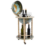 ZNTS Globe Bar Wine Stand Eucalyptus Wood Blue 320906