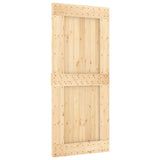Sliding Door Natural and White 90 x 210 cm Solid Pine Wood 3444940