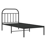 Bed Frame Black Powder-coated Steel Single Bed Frame 353628
