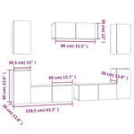 7 Piece TV Cabinet Set White Engineered Wood 3114302