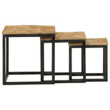 ZNTS Nesting Coffee Tables 3 pcs Solid Wood Mango and Iron 358569