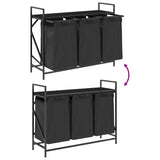 Laundry Basket 3 Compartments with Shelf Black Oak 859060