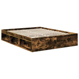 Bed Frame Smoked Oak 150 x 200 cm Solid Pine Wood 3411732