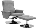 Swivel Recliner Chair with Footstool, Velvet Recliner Armchair with Ottoman, Steel Base, Upholstered T3398P423898