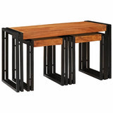 Nesting Table 3 pcs Brown and Black Solid Acacia Wood and Metal 4104731