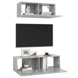 2 Piece TV Cabinet Set Concrete Grey Engineered Wood 3079122