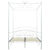 Bed Frame White Metal Double Decorative Inlays Bed Frame 284471