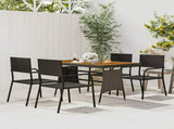 Outdoor Dining Set Black PE rattan, steel, solid acacia wood Medium 3120096