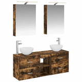 Bathroom Cabinet Set 5 pcs Smoked Oak Engineered Wood 3406675