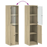 Highboard with Glass Door Sonoma Oak 35x37x142 cm 836443