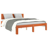 Bed Frame with Headboard Wax Brown 140 x 190 cm Solid Pine Wood 863965