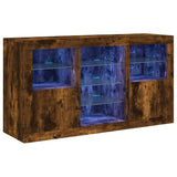 Sideboard with LED Lights Smoked Oak 123x37x67 cm 3209083