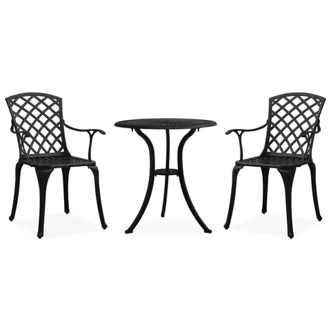 ZNTS 3 Piece Bistro Set Cast Aluminium Black 315592