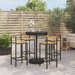 5 Piece Garden Bar Set Black Poly Rattan&Solid Wood Acacia 3187720