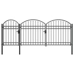 Garden Fence Gate with Arched Top Steel 2.25x4 m Black 144369