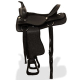 Western Saddle. Headstall&Breast Collar Real Leather 16" Black 91353