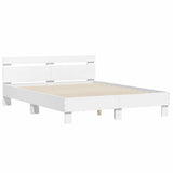 Bed Frame White Engineered wood King Size Durable Bed Frame 3207413