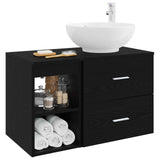 Bathroom Furniture Set 2 pcs Black Oak Engineered Wood 3403913