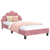 Children's Bed Frame with Headboard Pink 90 x 190 cm Velvet 42011158