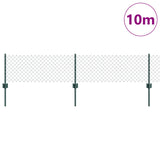 Chainlink Fence with Post 10 x 0.4 m PVC-Coated Steel Green 3336229
