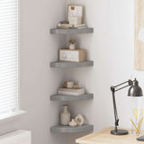 Floating Corner Shelves 4 pcs High Gloss Grey 25x25x3.8 cm MDF 323894