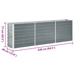 Garden Raised Bed Galvanised Steel 240x40x77 cm Grey 47040