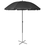 Sun Loungers with Umbrella Aluminium Black 42161