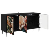 TV Cabinet BORNE 102 x 33 x 51 cm Black Oak Engineered Wood 8007096