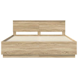 Bed Frame Sonoma Oak 200 x 200 cm Engineered Wood 3408042