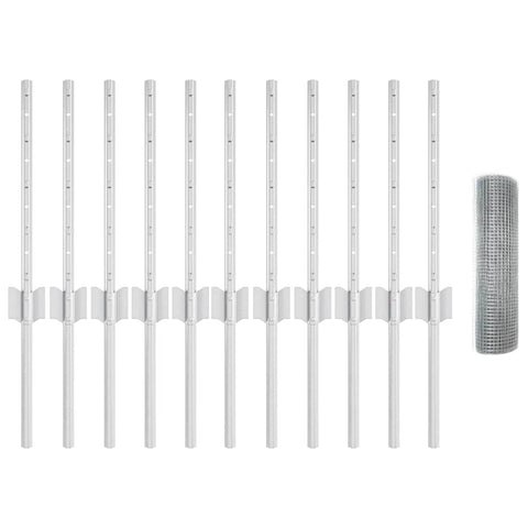 Fence with Posts Silver 0.4 x 25 m Steel 3336344