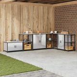 Kitchen Storage Cabinet HATTEM Silver 90 x 50 x 92 cm Steel 874986