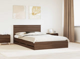 Bed Frame with Drawer Brown Oak 120 x 190 cm Engineer Wood 3409481