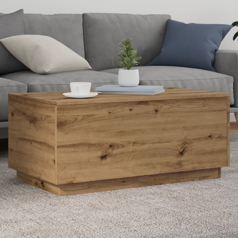 ZNTS Coffee Table with LED Lights Artisan Oak 90x50x40 cm 857723