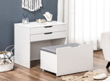 Dressing Table with Flip-up Mirror and Storage Stool, Vanity Table with Drawer and Hidden T3398P378733