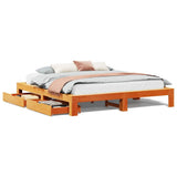 Bed Frame without Mattress Wax Brown 200x200 cm Solid Wood Pine 3308989