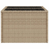 Garden Table with Glass Top Beige 55x55x37 cm Poly Rattan 366058
