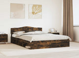 Bed Frame Smoked Oak 160 x 200 cm Solid Pine Wood 3412875
