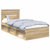 Bed Frame with Headboard Sonoma Oak 75 x 190 cm Engineered wood 3407942