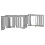 Dog Gate with Stands 4 pcs Grey Sonoma 100 x 80 cm 892064