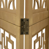 Room Divider 3 Panels Brown Solid Wood Paulownia 358861