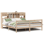ZNTS Bookcase Bed without Mattress 200x200 cm Solid Wood Pine 3321946