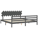 Bed Frame without Mattress Grey 200x200 cm Solid Wood 3195308