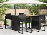 Garden Bar Table with Acacia Wood Top Black 145x80x110 cm Poly Rattan 368698