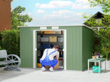 7 x 4ft Galvanised Steel Garden Shed, with Foundation Kit - Green T3398P377641