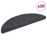 Stair Mats Self-adhesive 30 pcs 56x17x3 cm Dark Grey Half Round 3365680