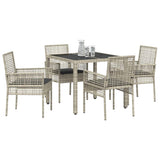 Garden Dining Set 5 pcs Light grey Poly rattan 3334896
