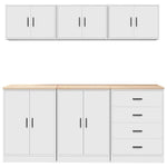 ZNTS Garage Cabinets 6 pcs White Engineered Wood 3328341